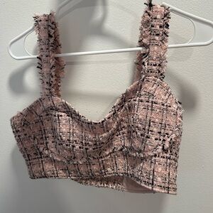 Pink Tweed Crop Top